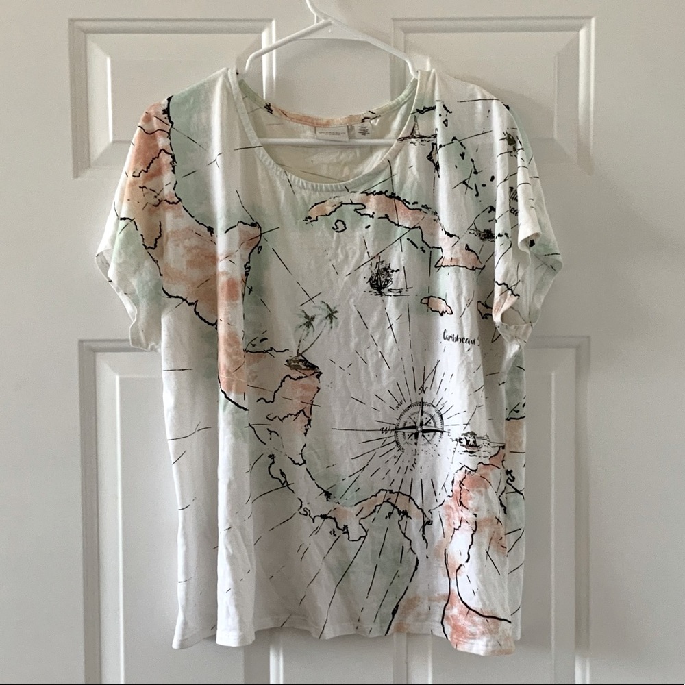 Weekends by Chico’s Caribbean Map Shirt